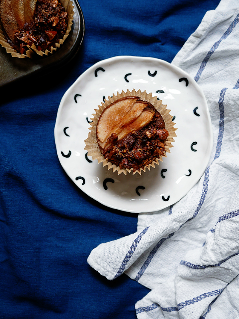 muffin-pear-chocolate-almond-gluten-free