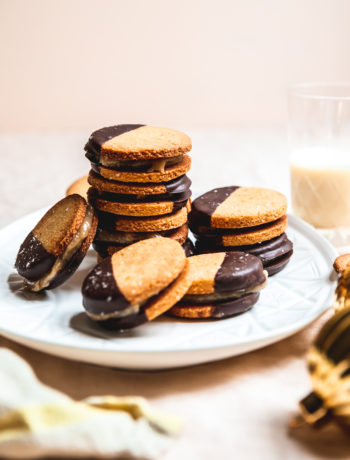Orange and Almond Caramel Sandwich Christmas Cookies dipped in chocolate and gluten free