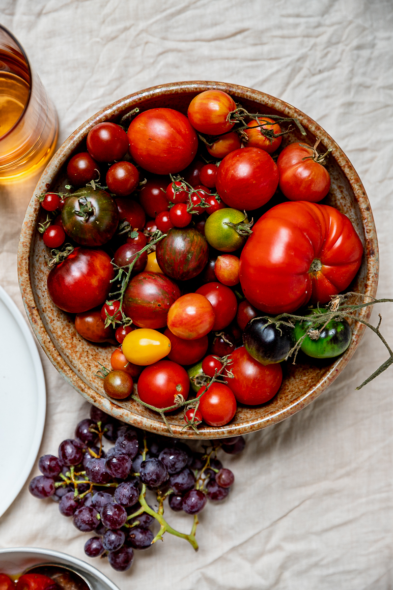 Ripe heirloom tomatoes